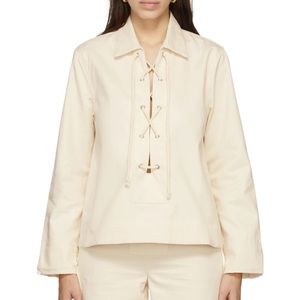 Baserange Bayou Denim Shirt - Size XS - Ecru